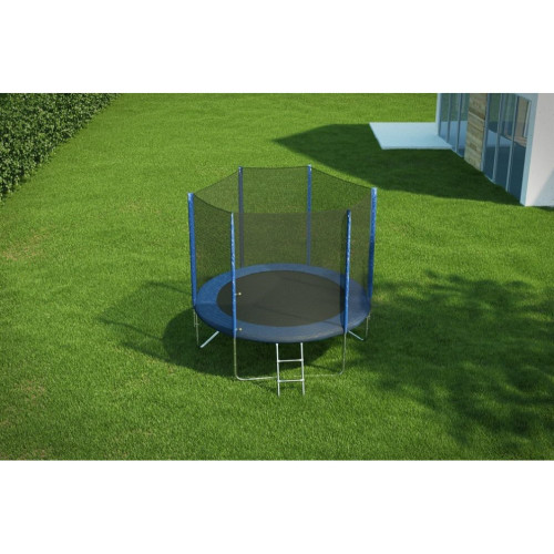 Батут  Hop-Sport 8FT 244 blue см с внешней сеткой  - фото №4